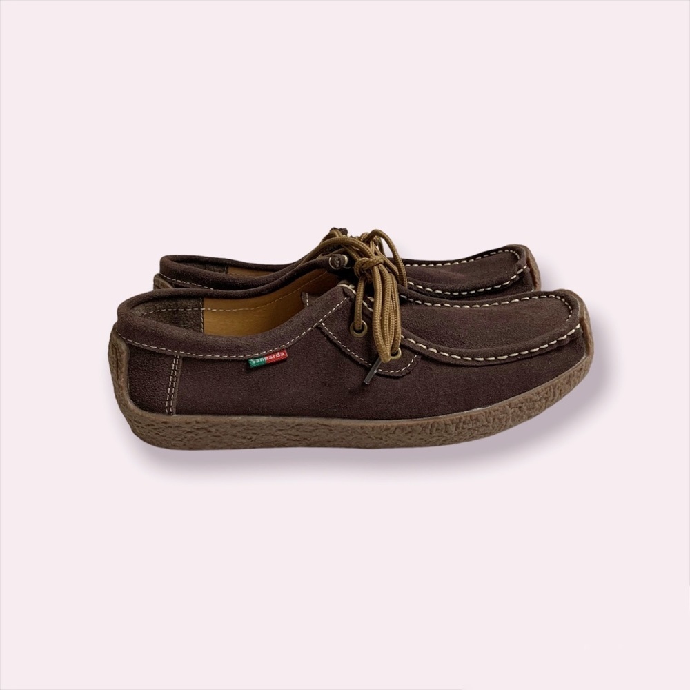 Sanearda Brown Suede Leather Sneakers Size 8‎